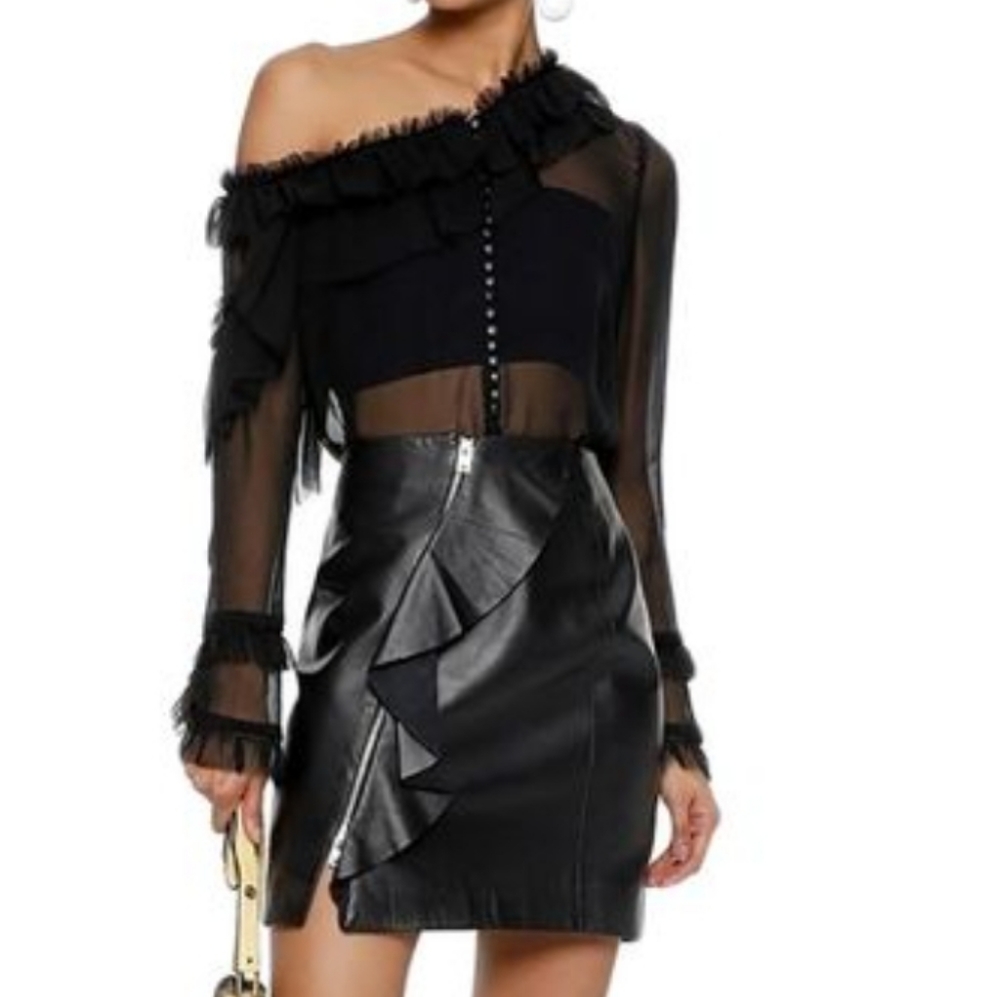 Magda Butrym Ruffled Black Blouse